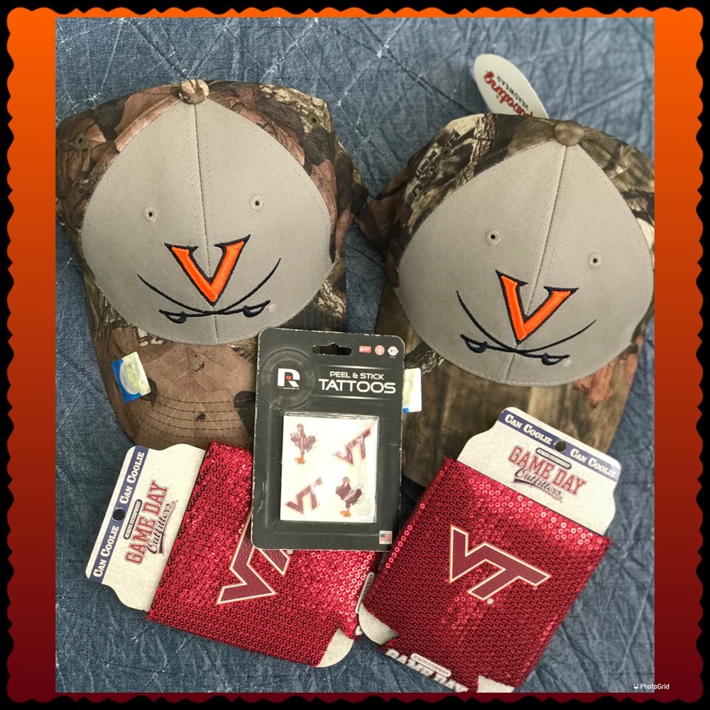 Virginia Tech~2 Hats & 2 Coozie🏅Super Fan Bundle